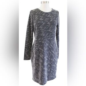 NEW Banana Republic Factory Boucle Tweed Sheath Dress Black/White 8 Long-Sleeve